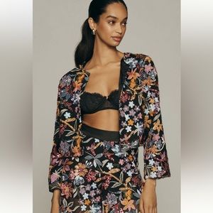 NWT Anthropologie Floral Sequin Blazer